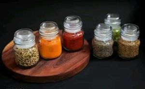 Set Of 6 Glass Spice Jar