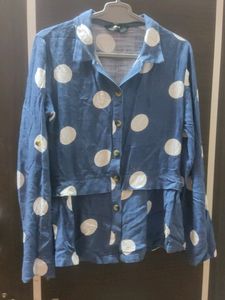 Big White Polka Dots Collared Shirt Great Quality And Barely Used