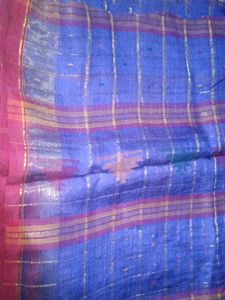 Blue & Pink Checked Saree