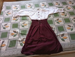 Cute Polka Dot Top Maroon Skirt