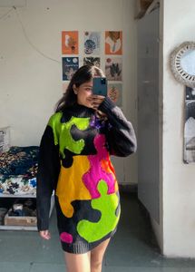 Funky Puzzle Knit Dress