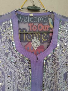Lavender Embroidered chikankari kurta