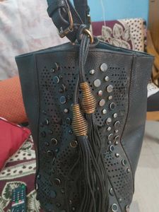 Stylish Black Studded Handbag
