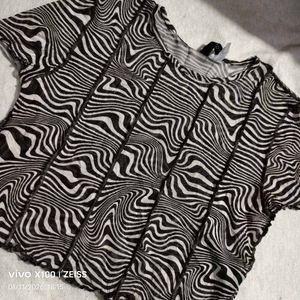 4111. Zebra Print Sheer Crop Top