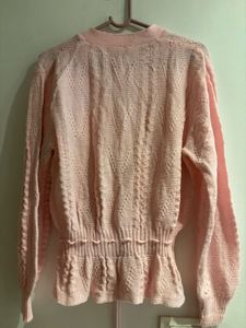Pink Knit Cardigan Sweater