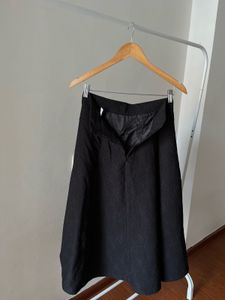 Black Jacquard A-Line MIDI Skirt