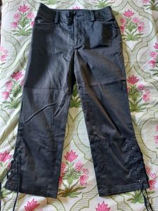 Girls Black Tie Up Lace Pants