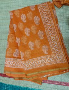 Orange Printed Saree