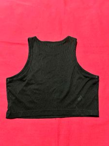SHEIN Black Ribbed Sleeveless Crop Top – Size XS