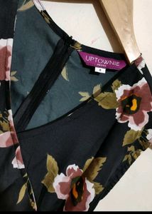 Black Dress Floral Print For 30 Bust