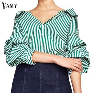 Green striped Button down shirt