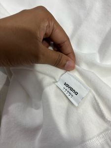 Savana White Fleece Lined Up  Full Sleeve Top