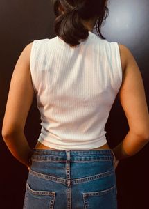 y2k cut out white top