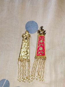 Pink &amp; Gold Pearl Drop Earrings