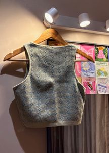 Vegnonveg Knit Mint Green Crop Vest