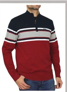 Vintage Striped Mock Neck Pullover