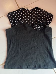 Polka Dot Top with Flower Detail