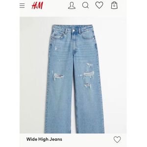 H&M Ripped Wide Leg Denim Jeans