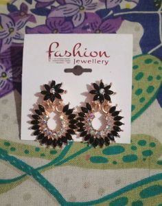 Black Flower Statement Earrings