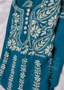 Chikankari Anarkali With Crochet Buttons