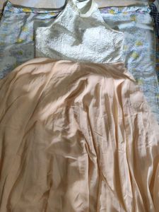 Elegant White & Peach Dress