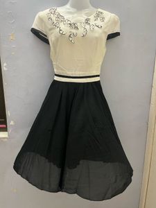 Korean Black Designer Flared One Piece