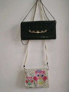 Black Clutch And Small Sling Bag Cute