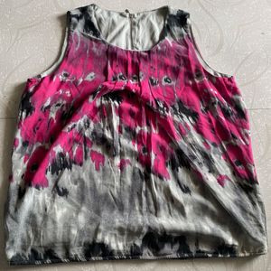 JUNAROSE Pink Grey Abstract Chiffon Sleeveless Top