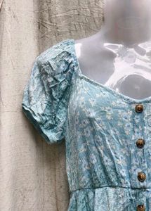 Aqua Floral Button-Down Dress