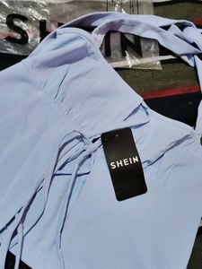 Cute Blue Tie-Front Halter Top