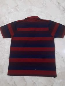 Striped Polo Shirt - Burgundy &amp; Navy