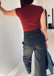 Mango High Waist Buttoned Pants