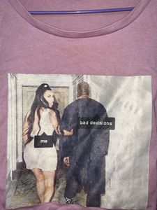 Purple Graphic Print Cropped T-Shirt