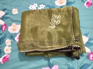 New Olive Green Organza Soft Silk Saree