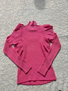 Pink Ruffle Detail Top