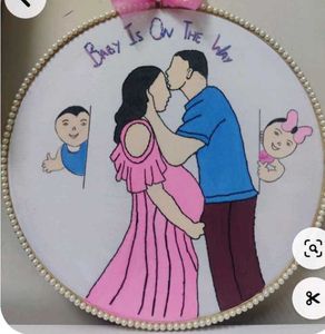 Pregnancy Announcement Embroidery Hoop
