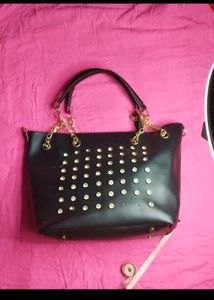 Studded Black Tote Bag