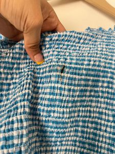 Blue Gingham Tie Strap Top