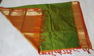 Beautiful Green &amp; Orange Color With Blouse