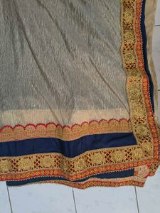 a beautiful navy blue saree