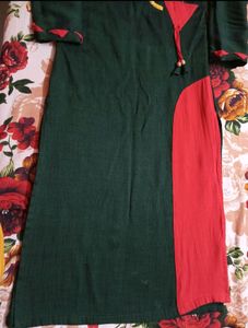 Dark Green Kurti With Design