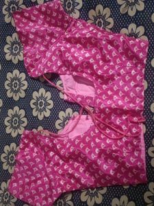 Pink Floral Readymade Saree Blouse
