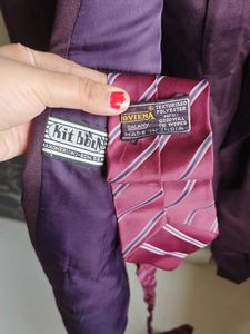 Mauve Blazer Suit With Tie