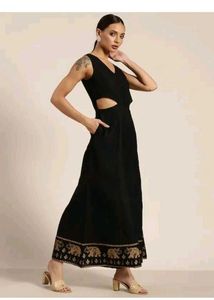 Cut Out Ethnic Flared Jumpsuit
