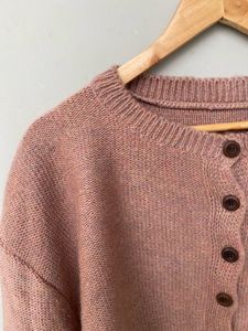 Peach Cropped Oversized Cardigan.