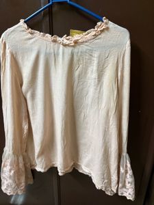 Cotton Peach Top With Long Sleeves