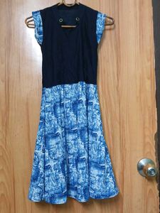 Blue Denim Print Dress