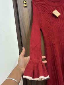 Chic Red Knit Mini Dress