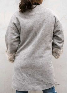 Gray Coat with Luxe Fur Cuffs - Brand New