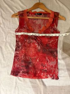 Beautiful Floral Print Mesh Top